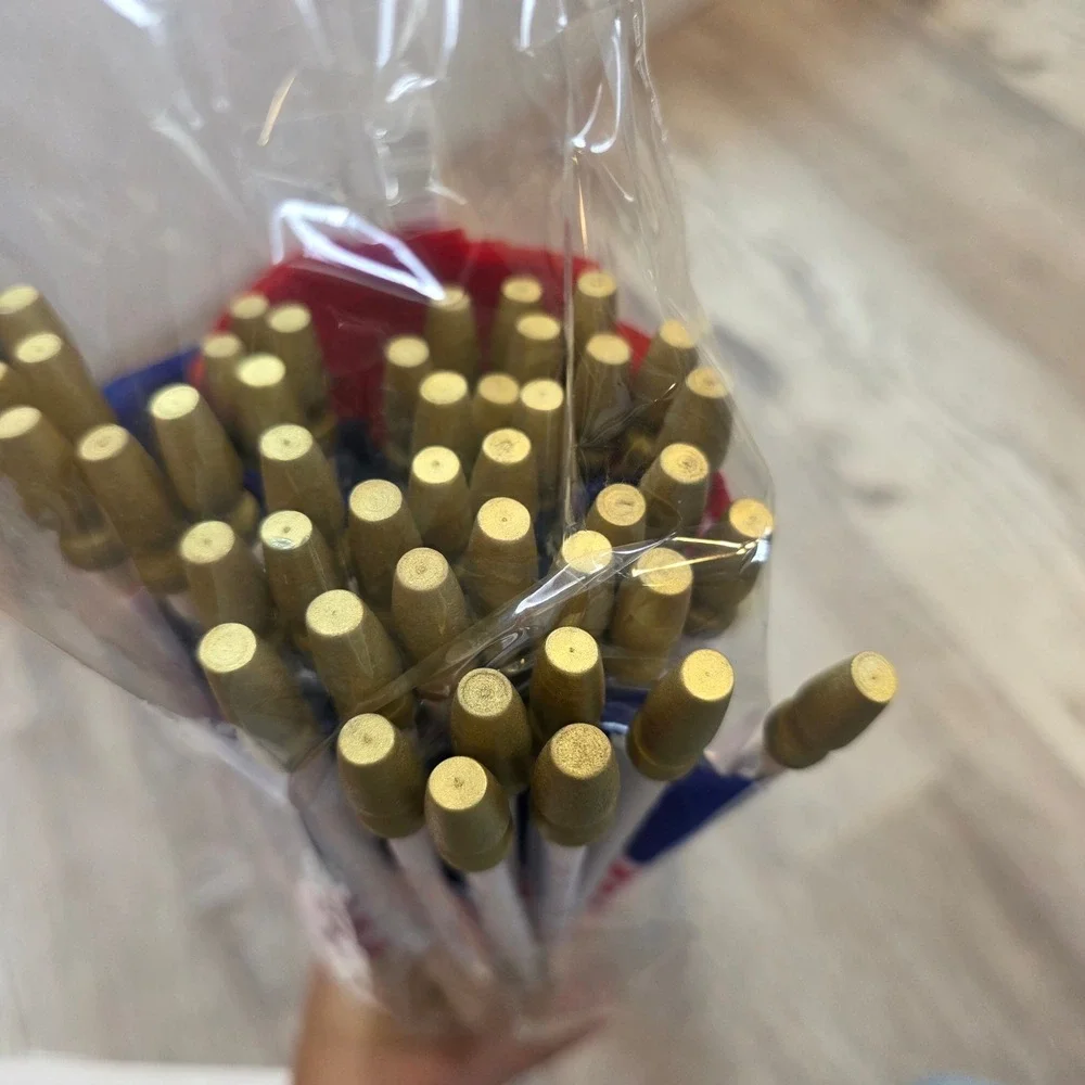 43 Pack Small American Flags on Wooden Sticks Hand Held Mini USA Flags Bulk
